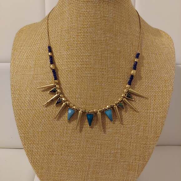 Loft Gold Tone and Purple Beaded 16" Statement Necklace - Picture 1 of 2